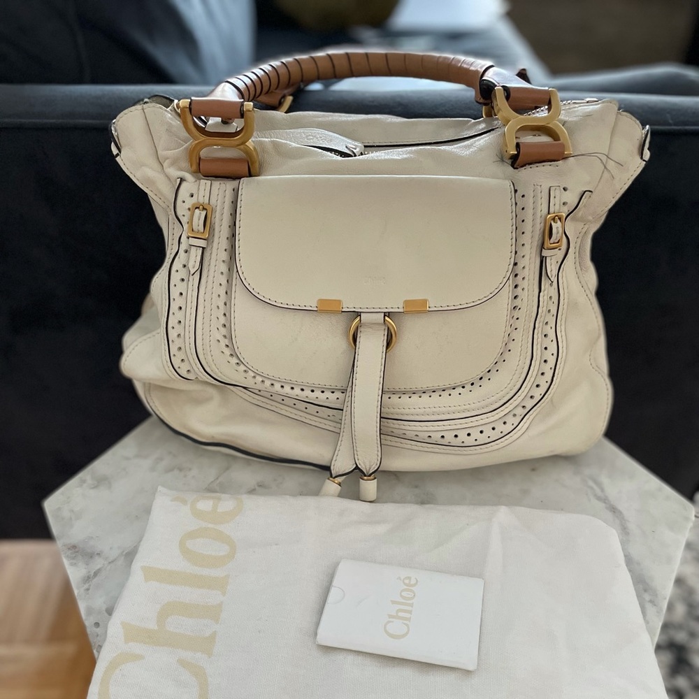 COPY - Chloe small Marcie bag in cream leather.